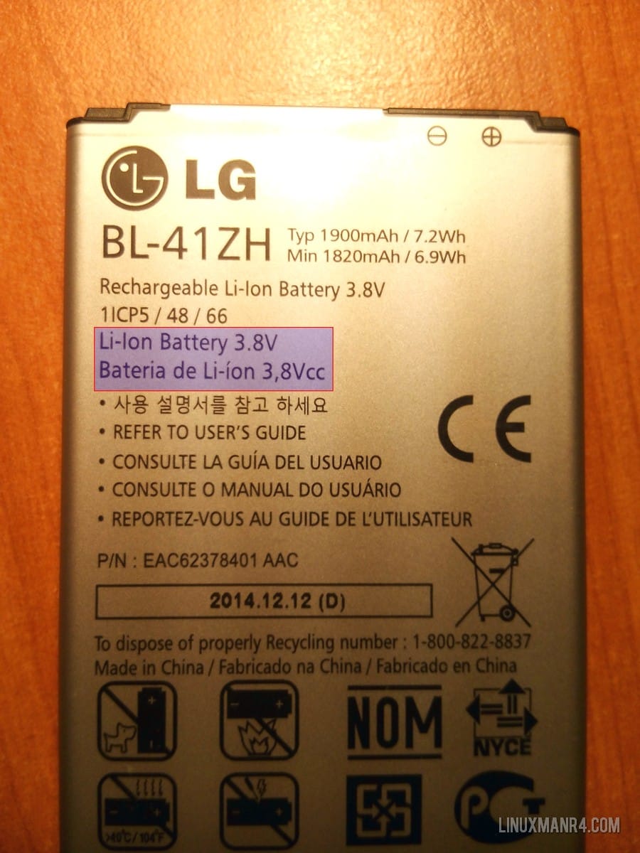 Batería de ion litio 3.8 voltios