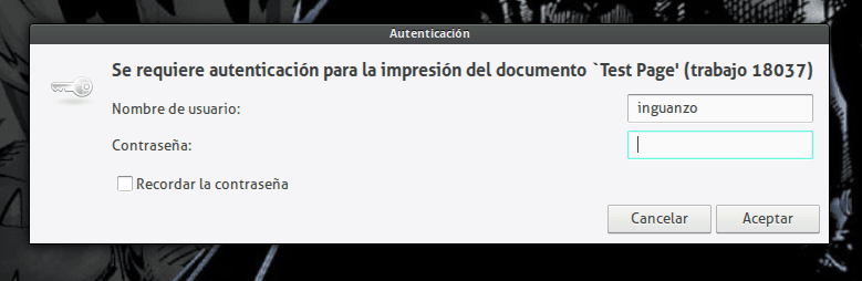 Se requiere autenticación para la impresión del documento