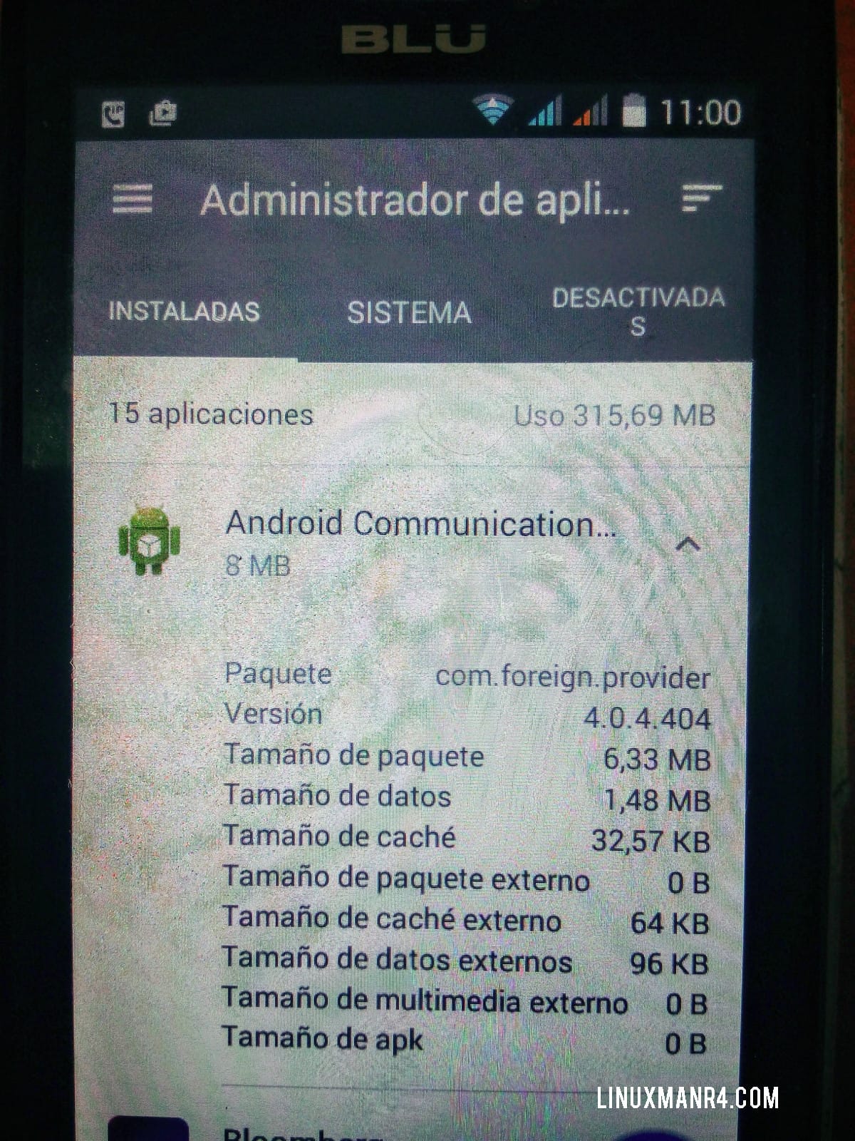El programa sospechoso en la lista de aplicaciones. Publicidad molesta en mi celular
