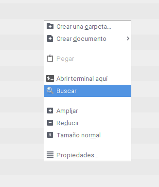 Listo como menú contextual