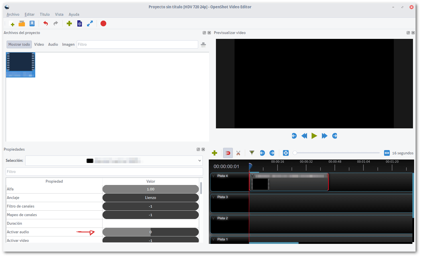 Openshot - Propiedades