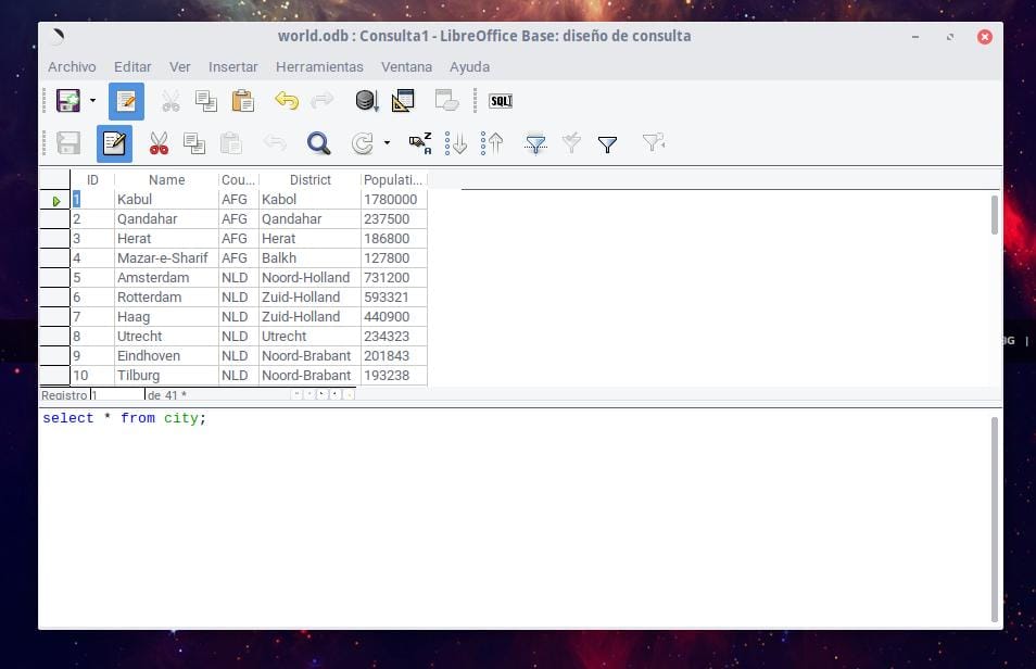 Ejecutando una consulta sql