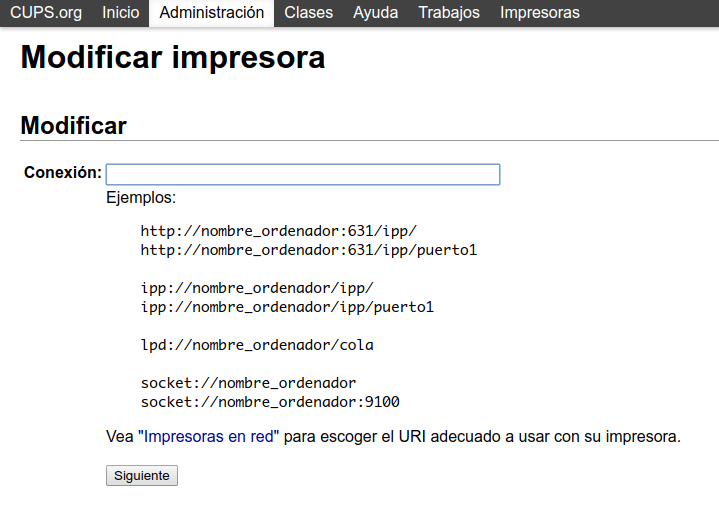 Modificar impresora en CUPS
