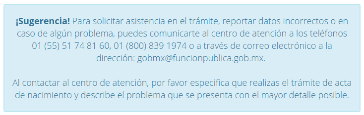 Opciones para reportar datos incorrectos.