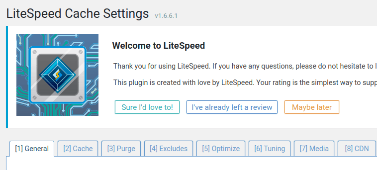 Configuración de LiteSpeed cache.