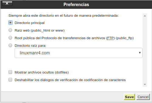 Preferencias del administrador de archivos