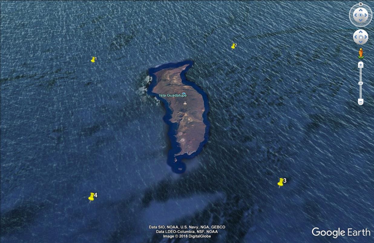 Los 4 puntos ahora se pueden ver en Google Earth.