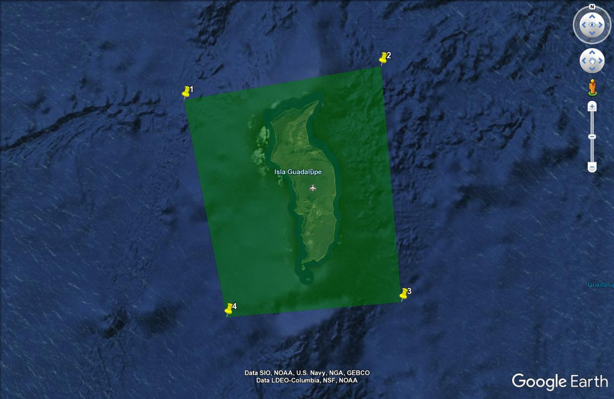 Linear Ring conecta el perímetro de los 4 puntos y lo muestra en Google Earth.