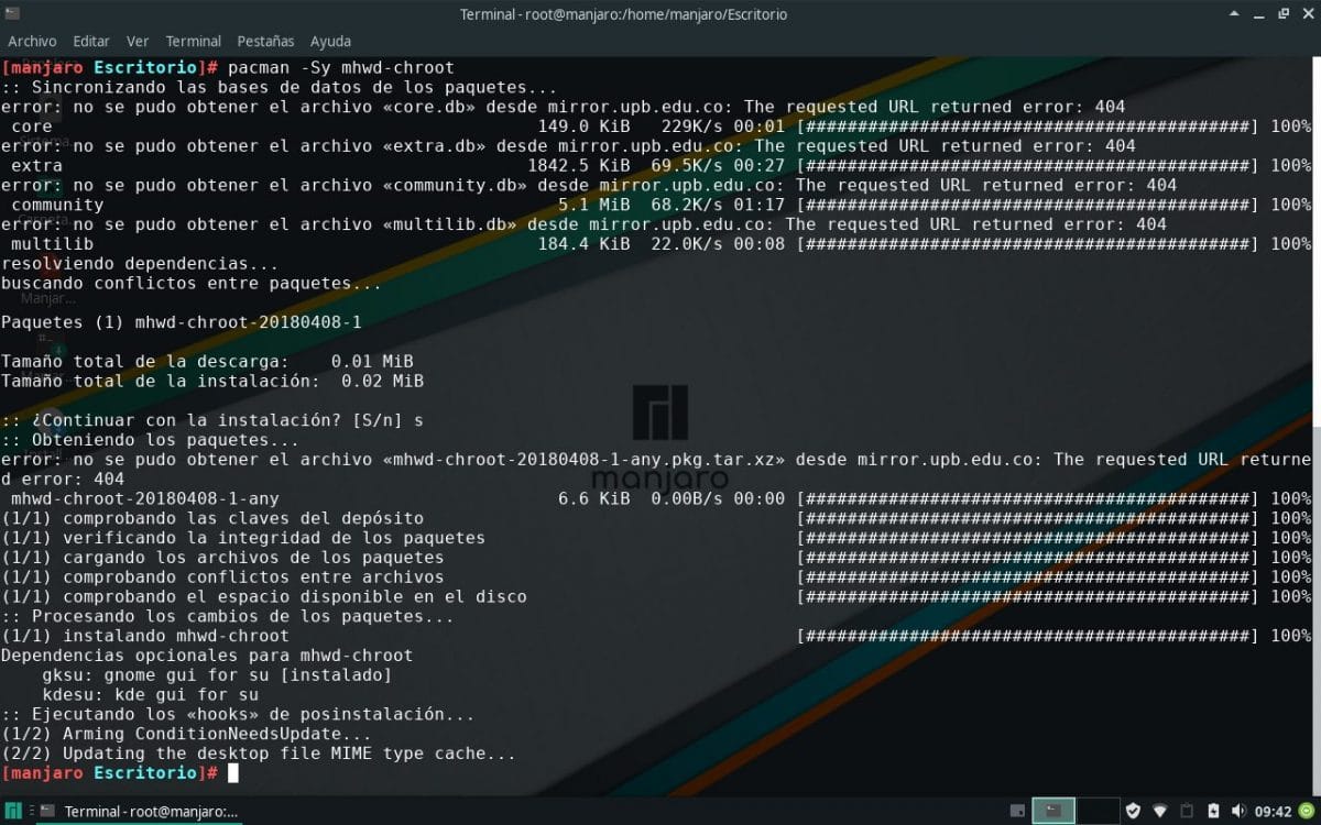mhwd-chroot instalado.