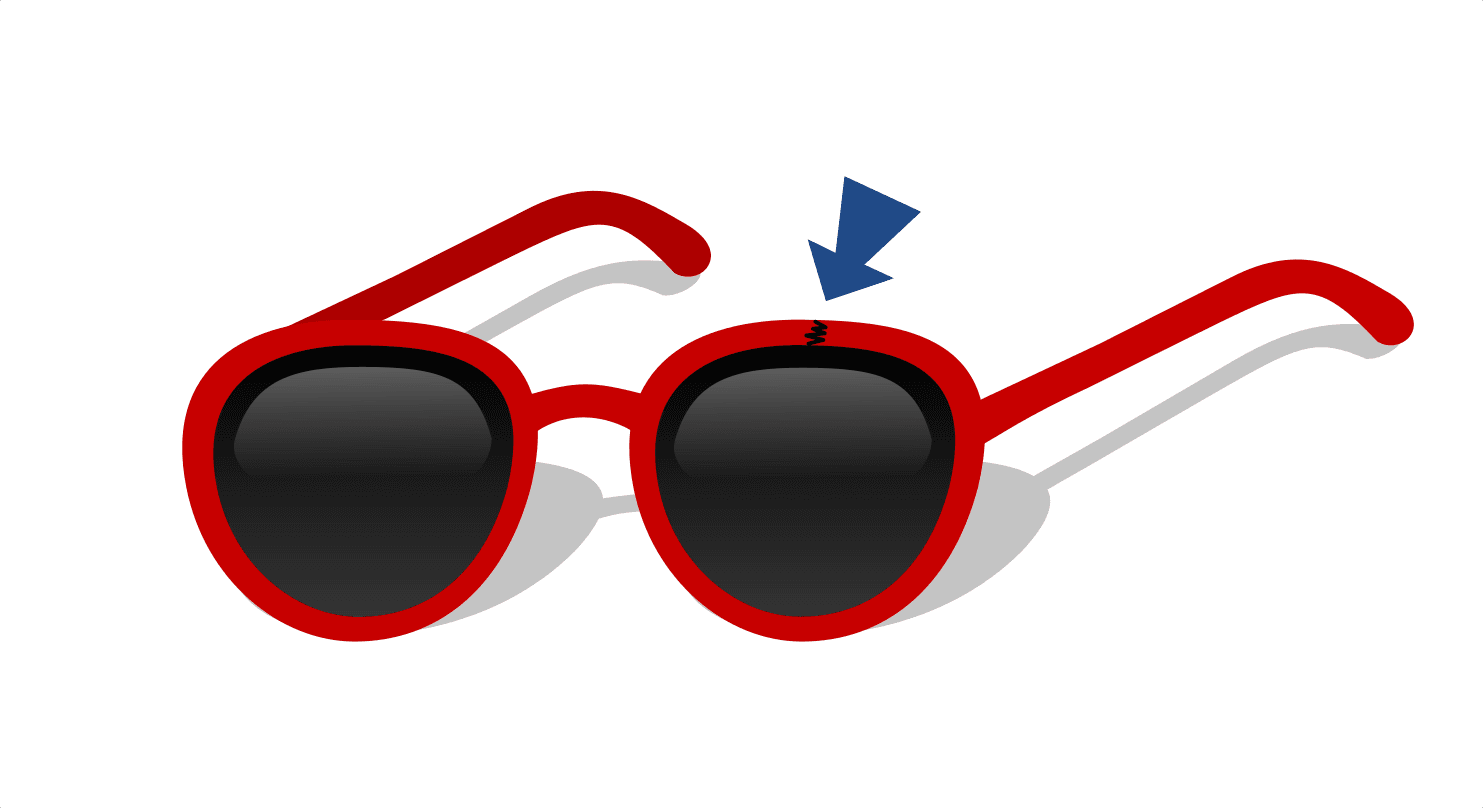 Un punto frecuente de ruptura son los marcos de los lentes.