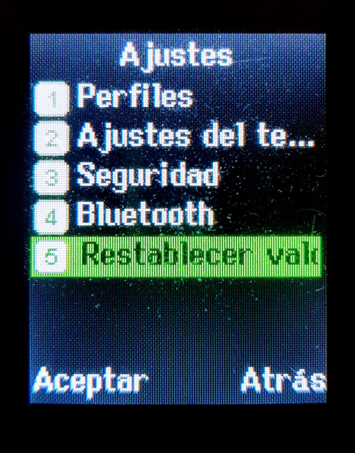 Lanix U210 - Restablecer valores