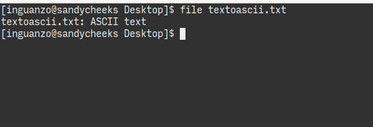 Y el resultado es que lo identifica como ASCII