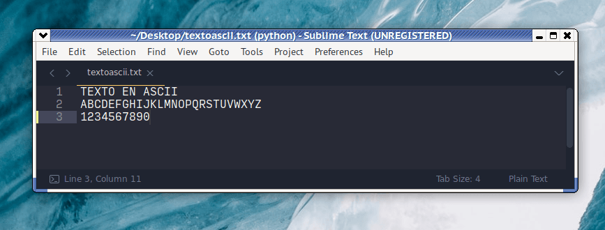 Archivo de prueba ASCII