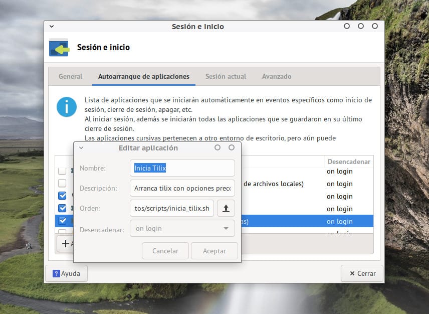 Ejecutar el script en bash al iniciar la sesión.