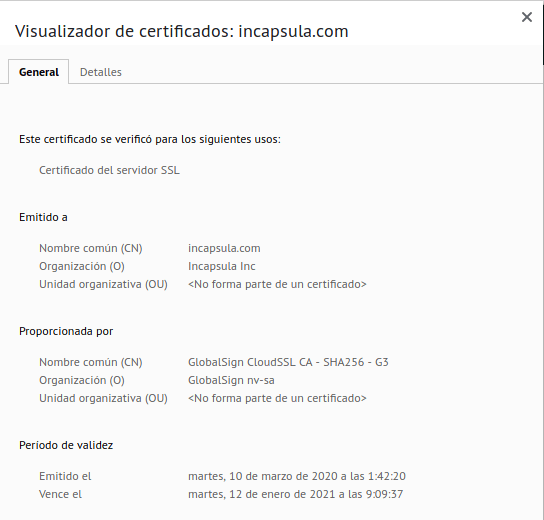 Información de los nuevos certificados.