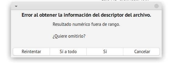 Mensaje de error de Thunar: Error al obtener la información del descriptor del archivo