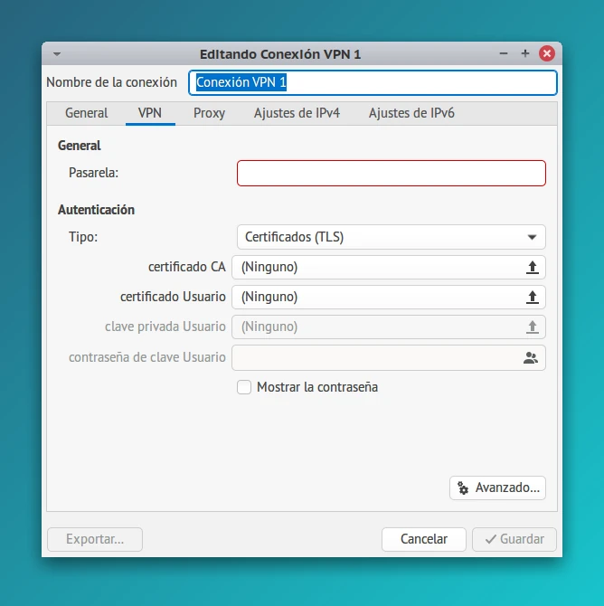 La función openvpn para el network manager no funciona.