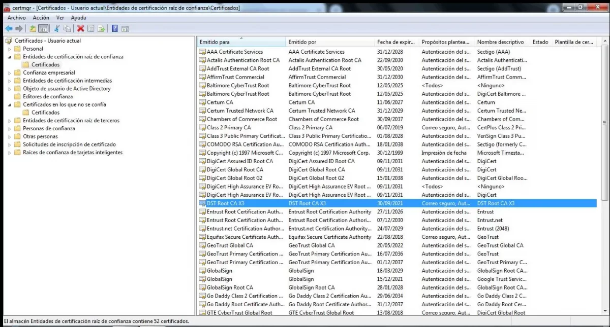 Administrador de certificados