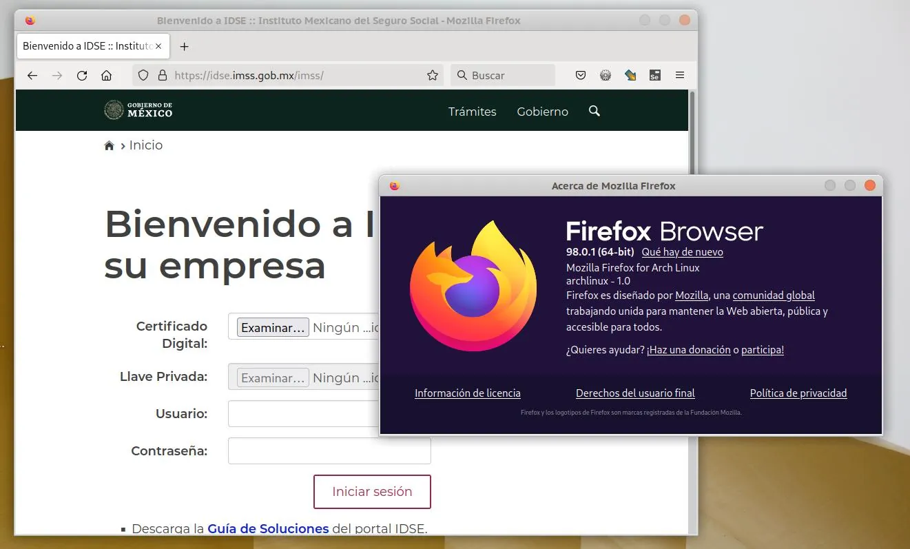 IDSE en Firefox y Linux