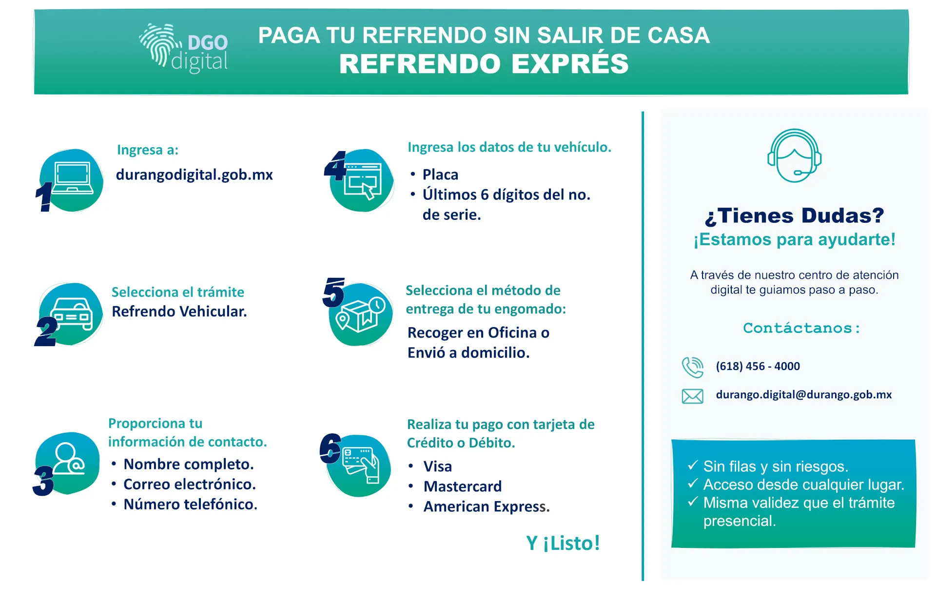 Infografía Pago Refrendo Vehícular Durango 2022 
