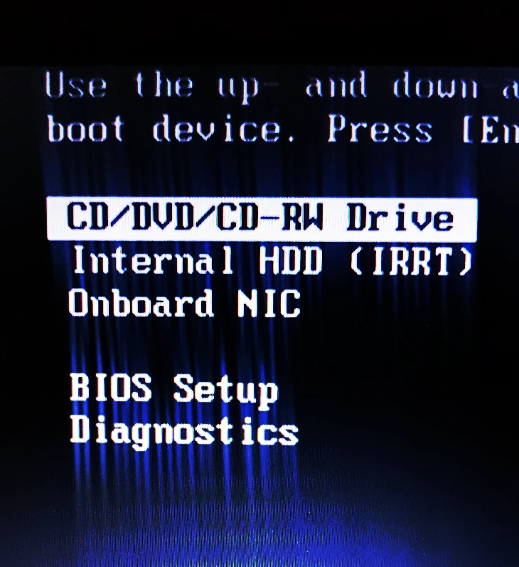 Menú con las opciones de arranque de la computadora.