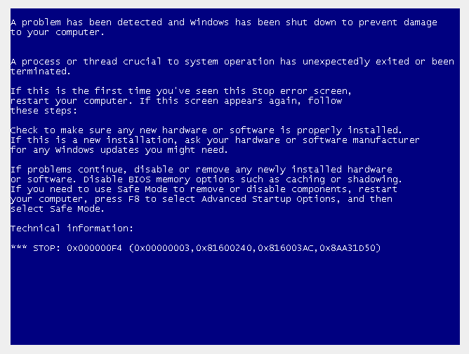 Error de stop en virtualbox