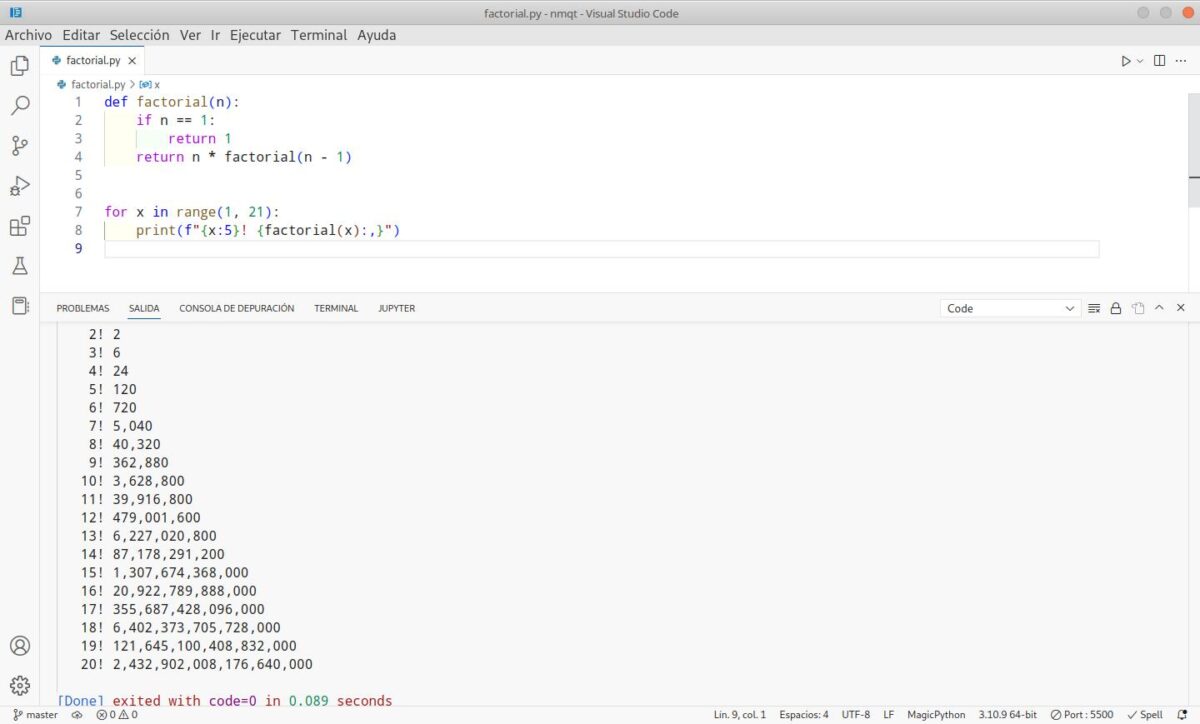 Extensión para ejecutar código de Python en Visual Studio Code.