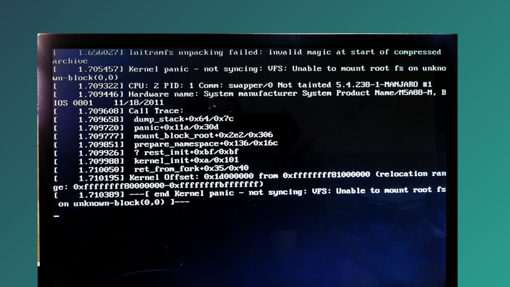 Kernel Panic después de actualizar Manjaro: Initramfs unpacking failed