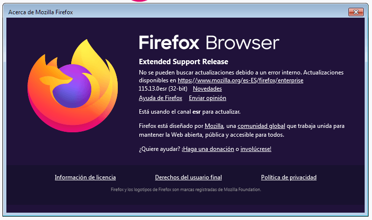 Firefox ESR de 32-bit.