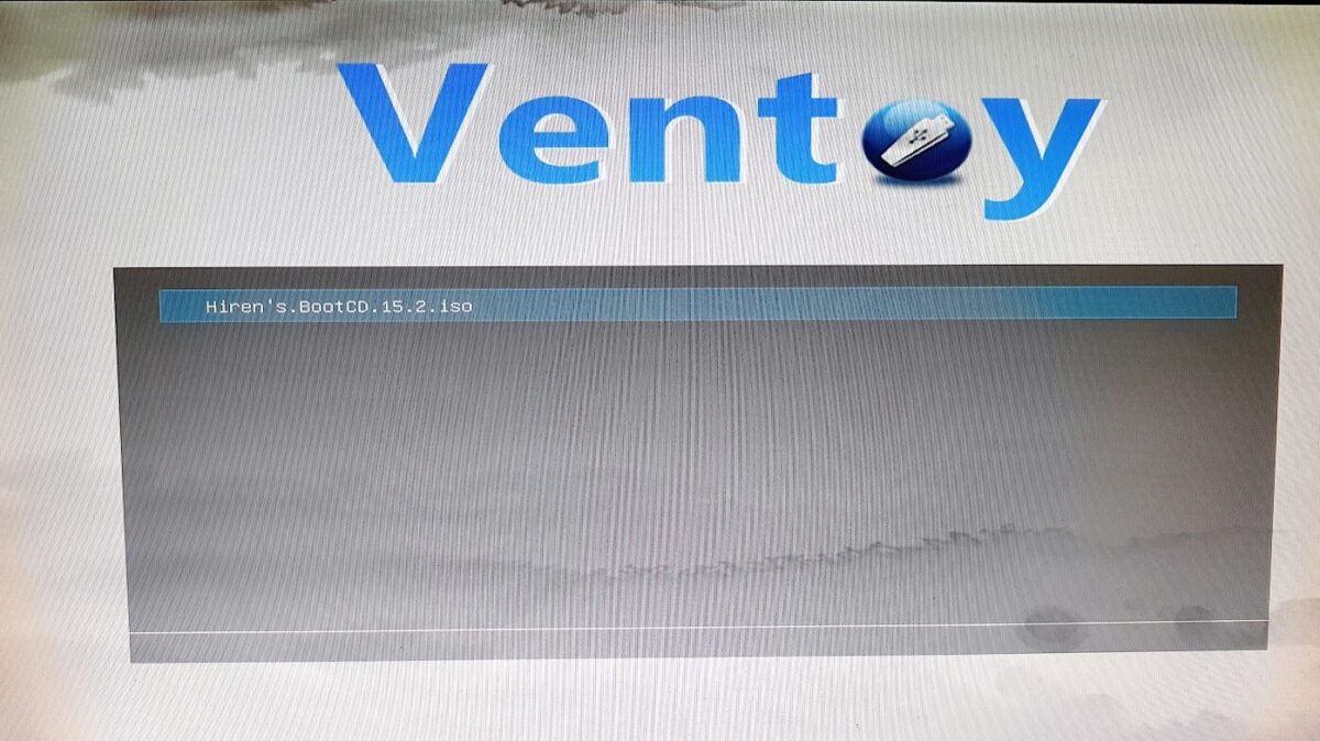 Menú de arranque de Ventoy.