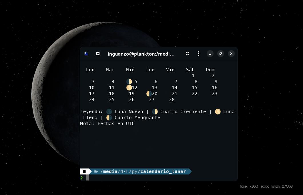 Calendario lunar - febrero 2025