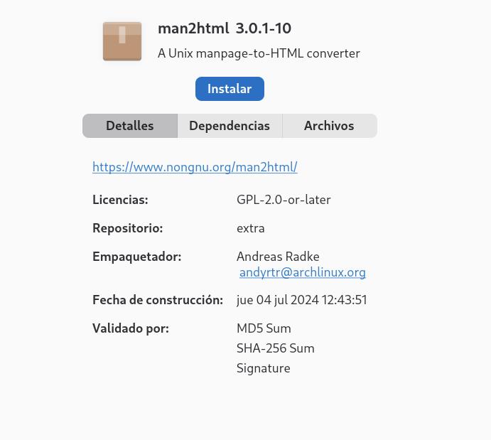 instalación del paquete man2html