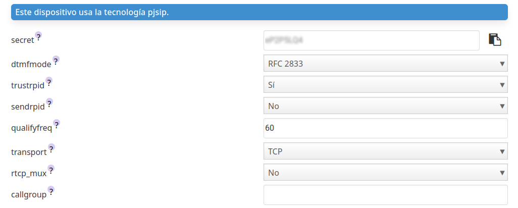 Estableciendo el transport a TCP para un teléfono CISCO 9951.